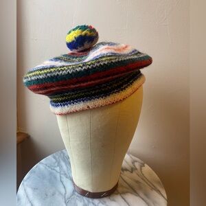 L. L .Bean 100% Wool Tam Hat with Pom Pom, Vintage, Made in Scotland